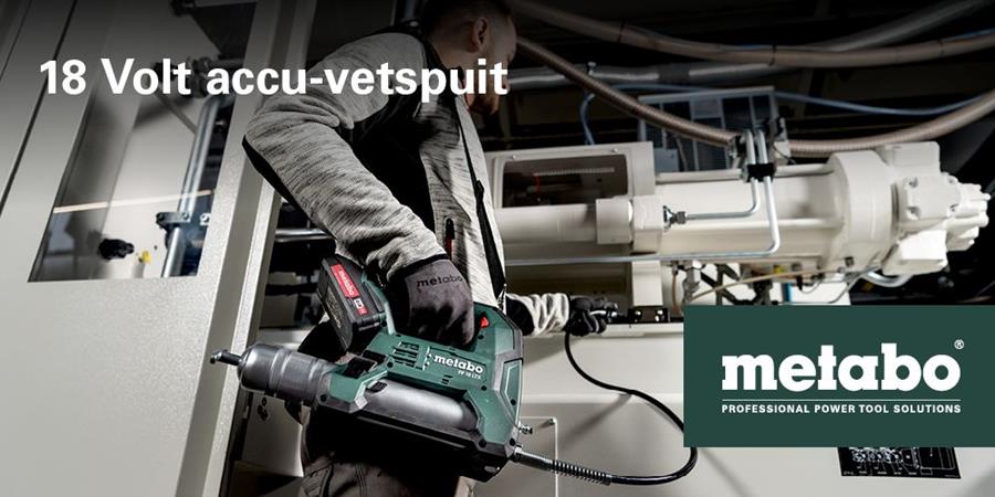 Mobiel onderhoud van machines en installaties: eenvoudig met de nieuwe 18 Volt accu-vetspuit van Metabo